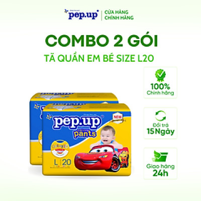 Combo 2 gói Tã/Bỉm Quần Em Bé Pep.up Cottony 3D Gói Trung Siêu Mềm Mại, Siêu Khô Thoáng, Kháng Khuẩn