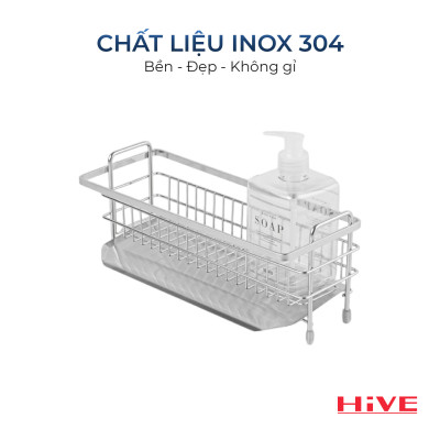 Rổ đựng dụng cụ rửa chén HiVE 304 wide rack_ Kèm Hộp nhựa + Khay inox