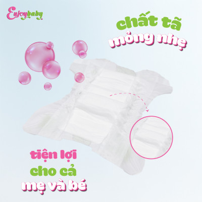 Tã dán sơ sinh ENJOY Cao Cấp nhiều size S, M, L cho bé từ 4-25kg, mềm mại, thấm hút, chuẩn chất lượng Châu Âu