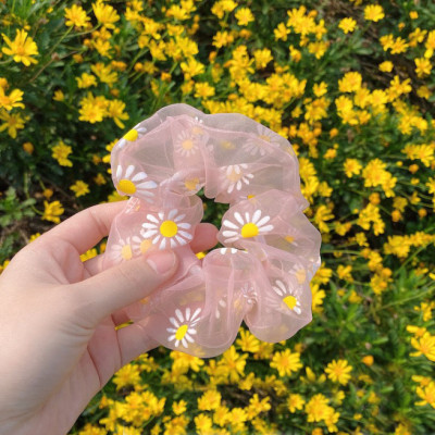 Sét 2 dây buộc tóc in cúc họa mi HD49 giao mầu ngẫu nhiên