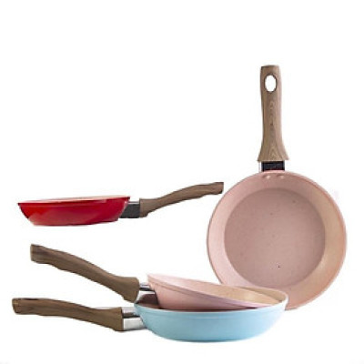 Chảo Đá Chống Dính SynMore Size 16Cm Cán Gỗ Sang Trọng