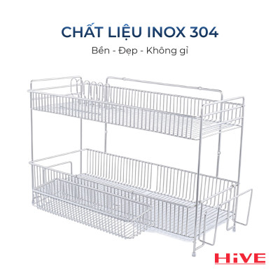 Giá úp chén bát WIDE 99 Shelf 2 Tầng inox Cao Cấp
