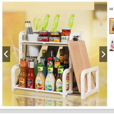 Kệ đựng gia vị chữ h kèm khay để thớt