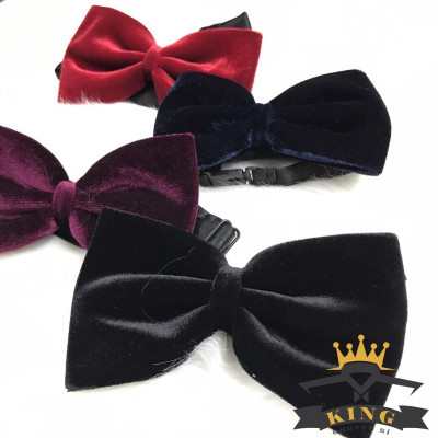 Nơ đeo cổ nam bản nhỏ cài áo thắt sẵn chú rể vải nhung giá rẻ X02