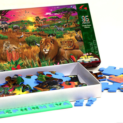 Tranh xếp hình Tia Sáng Jigsaw Puzzle 035 mảnh phát triển trí tuệ cho bé -  Hoàng Hôn Safari - MSP: 035-012
