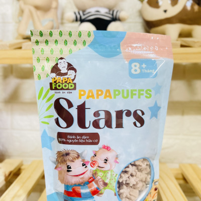 Bánh Ăn Dặm PAPAFOOD PAPAPUFFS STARS - 100% Nguyên Liệu Hữu Cơ - Gói 50g