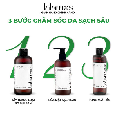 Combo cấp ẩm Lalamos Sữa rửa mặt phôi Kim Ngân Hoa 280ml + Toner cánh Kim Ngân Hoa 250ml