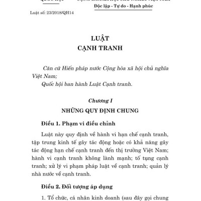 Luật cạnh tranh (hiện hành) bản in 2024