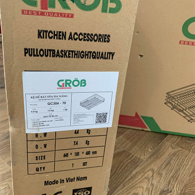 Giá úp bát đa năng nan dẹt inox 304 thương hiệu Grob mã GC304