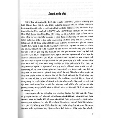 So sánh Luật Đất đai năm 2024 với Luật Đất đai năm 2013 (sửa đổi, bổ sung năm 2018)