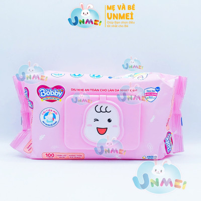 Combo Tiết Kiệm: Thùng 16 Gói Khăn Ướt Bobby Care Hương Dịu Nhẹ 100 Miếng/Gói tặng 15 khẩu trang Unicharm Nhật Bản