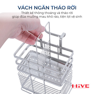 Hộp (ống) đựng đũa muỗng treo tường inox 304 HiVE