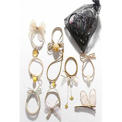 Set 9 cột tóc nhiều màu dễ thương - Vàng hồng