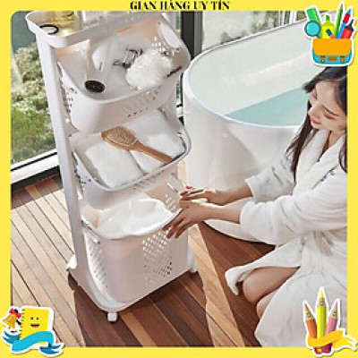 Kệ Đựng Đồ Đa Năng, Nhựa Plastic, 3 Tầng Có Bánh Xe