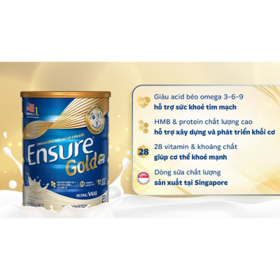 3 Hộp Sữa Bột Abbott Ensure Gold ESLA Dinh Dưỡng Đầy Đủ Và Cân Đối (850g)