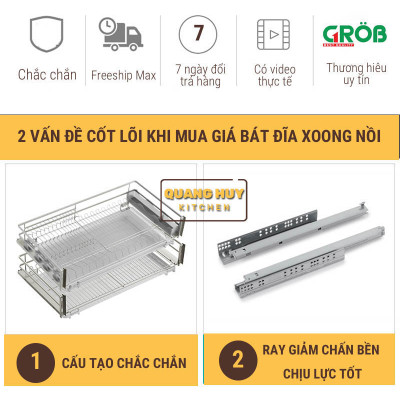Giá úp bát đa năng nan dẹt inox 304 thương hiệu Grob mã GC304