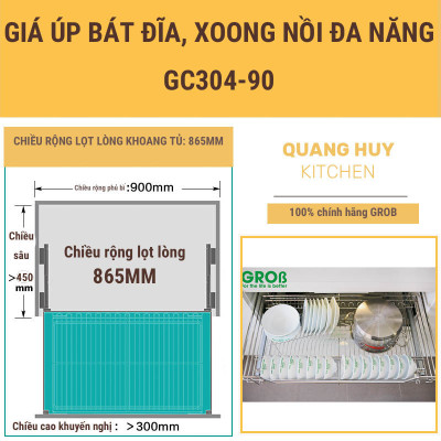 Giá úp bát đa năng nan dẹt inox 304 thương hiệu Grob mã GC304
