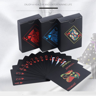 Bộ Bài Tây Nhựa PVC Nền Đen Cao Cấp, Chống Nước, Tùy Chọn Màu – Chính Hãng