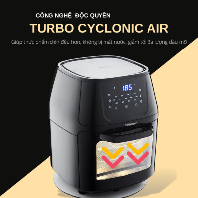 Nồi Chiên Không Dầu SHIMONO SM-AF806T 8L 1500W Cao Cấp Tiêu Chuẩn FDA Hoa Kỳ, LFGB Đức Tặng Kèm Trọn Bộ 9 Phụ Kiện Hàng Chính Hãng