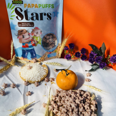 Bánh Ăn Dặm PAPAFOOD PAPAPUFFS STARS - 100% Nguyên Liệu Hữu Cơ - Gói 50g