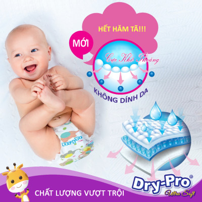Combo tã/bỉm dán Dry-Pro S81 (3kg - 7kg) + tặng Túi nước rửa bình sữa Pur 450ml