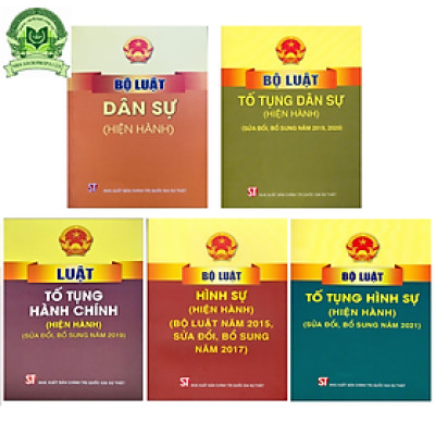 Combo 5 cuốn sách Bộ Luật Dân Sự + Bô Luật Tố Tụng Dân Sự + Luật Tố Tụng Hành Chính + Bộ Luật Hình Sự + Bộ Luật Tố Tụng Hình sự (hiện hành) (sửa đổi, bổ sung 2020)