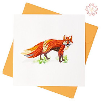 Thiệp Giấy Xoắn Nghệ Thuật Chú Cáo Đỏ size 