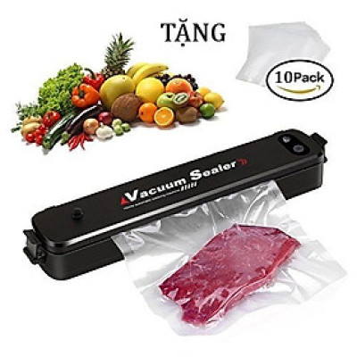 Máy Hút Chân Không thực phẩm hàn miệng túi Vacuum Sealer dùng cho gia đình, hút khỏe, hết khí + Tặng 10 túi - Hàng nhập khẩu