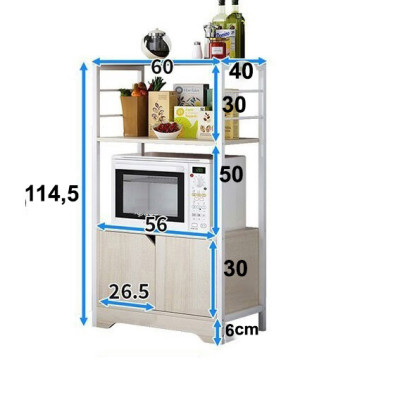 Kệ lò vi sóng đa năng KT02 để được nồi chiên và lò nướng loại khung thép sơn tĩnh điện chống bong tróc, mặt gỗ lõi xanh phủ melamine chống nước