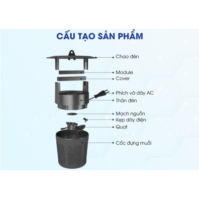 Đèn Bắt Muỗi Rạng Đông, Công Suất 5W, Bắt Muỗi Bằng Quạt Hút, Không Mùi, Không Tiếng Ồn - Hàng chính hãng