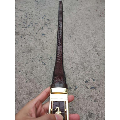 Thắt lưng da cá sấu nam đan viền thủ công rất đẹp! N53N_V (mặt vàng)