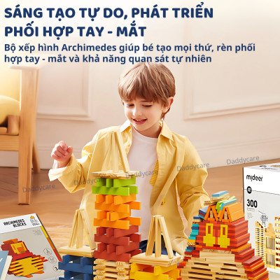 Đồ Chơi Xếp Hình Thông Minh bằng gỗ sáng tạo Mideer Archimedes City Blocks 300 mảnh ghép