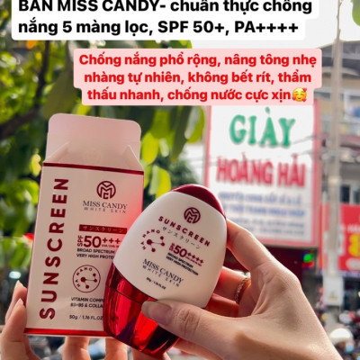 [MISS CANDY] Kem Chống Nắng Song Kháng Nhật Bản MISS CANDY SUNSCREEN HA NANO SPF 50,PA ++++ 50g, Chống Nước, Chống UVA/UVB, Chống Ánh Sáng Xanh & Tia Hồng Ngoại,Bảo Vệ Da Lên Đến 8 Tiếng - Gia Tuệ House