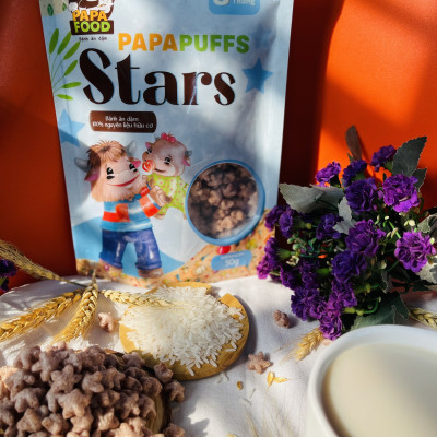 Bánh Ăn Dặm PAPAFOOD PAPAPUFFS STARS - 100% Nguyên Liệu Hữu Cơ - Gói 50g