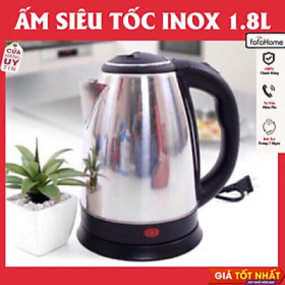 Ấm Đun Nước Siêu Tốc Inox 2 Lớp Dung Tích 1.8L Sôi Nhanh, Tự Ngắt Thông Minh An Toàn Tiện Lợi