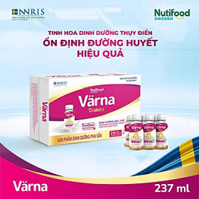 Thùng Sữa Bột Pha Sẵn Cho Người Tiểu Đường Värna Diabetes (24 Chai X 237ml) - GI Thấp Ổn Định Đường Huyết