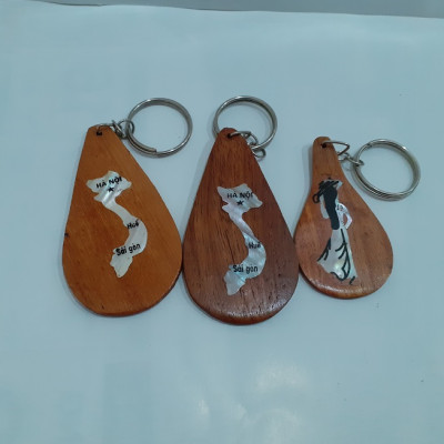 Combo Hai Móc khóa gỗ gắn trai khảm- Giao mẫu giẫu nhiên