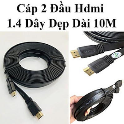 Cáp 2 Đầu Hdmi 1.4 Dây Dẹp Dài 10M Hình Ảnh Sắc Nét Chuẩn Full Hd