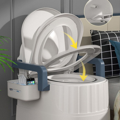 Bồn cầu di động loại lớn đa chức năng cho người già, bà bầu ,người bệnh tiện lợi chất liệu nhựa abs cao cấp có tay vịn đệm tựa lưng, Ghế Ngồi toilet Khử Mùi Tiện Dụng
