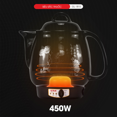 Ấm sắc thuốc tự động 4L GL-1815 - 450W, Ấm nấu thuốc tự động siêu tiện lợi, an toàn. Hàng chính hãng bảo hành 24 Tháng