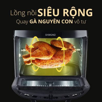 Nồi Chiên Không Dầu SHIMONO SM-AF806T 8L 1500W Cao Cấp Tiêu Chuẩn FDA Hoa Kỳ, LFGB Đức Tặng Kèm Trọn Bộ 9 Phụ Kiện Hàng Chính Hãng