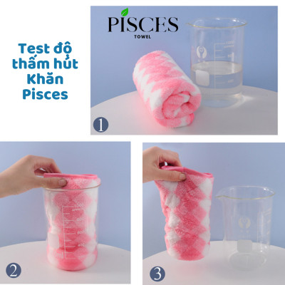 Khăn Mặt PISCES TOWEL 35x75cm Caro Cotton Mềm Mại, Khăn Spa Yoga Gym Thể Thao Thấm Hút Mồ Hôi