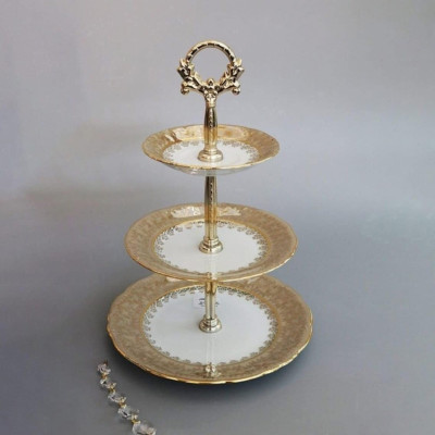 Kệ bánh 3 tầng Imperial hoàng gia viền vàng sang trọng. Hàng chính hãng
