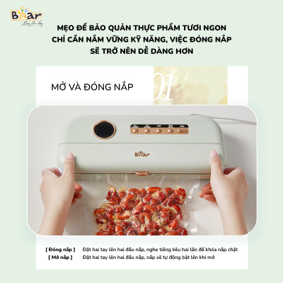 Máy Hút Chân Không Bear SB-CK95W Không Kén Thực Phẩm Thiết Kế Sang Trọng Lực Hút 0.6 Bar Công Suất 95 W - Hàng Chính Hãng