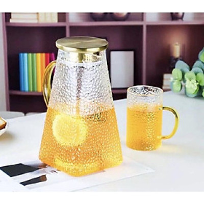 COMBO BỘ BÌNH CỐC THỦY TINH UỐNG NƯỚC CHỊU NHIỆT CAO CẤP LÊN ĐẾN 400 ĐỘ C ( CỐC 300ML, BÌNH ĐÁY VUÔNG)