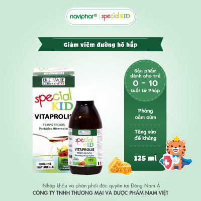 TPBVSK Special Kid Vitaprolis - Hỗ trợ giảm nguy cơ viêm đường hô hấp trên, hỗ trợ tăng cường sức đề kháng (125ml)[Siro - Nhập khẩu Pháp]