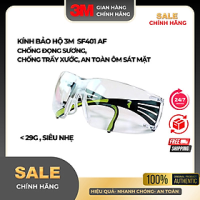 Kính bảo hộ 3M SF401AF chống bụi, chống đọng sương, chống trầy xước