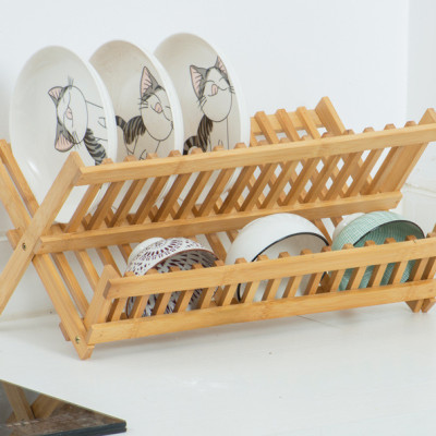 Giá úp chén bát Nhà của Mẹ chất liệu gỗ trúc tự nhiên chống mối mọt, nứt vỡ, có thể gấp gọn khi ko sử dụng, kích thước 46x22x21cm 