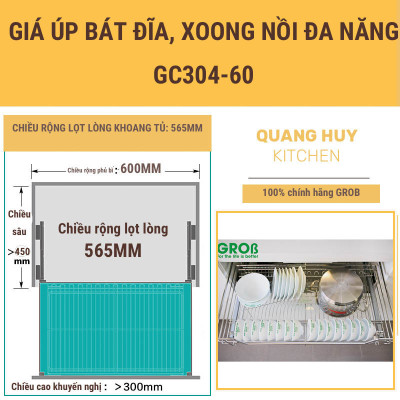 Giá úp bát đa năng nan dẹt inox 304 thương hiệu Grob mã GC304