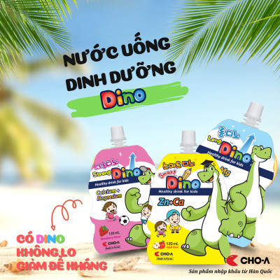 Combo 3 Túi Nước Dino LongDino/StrongDino Dành Cho Trẻ Em (3 Vị Sữa x Dâu x Táo)